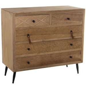 Cómoda Madera 5 Cajones grabados