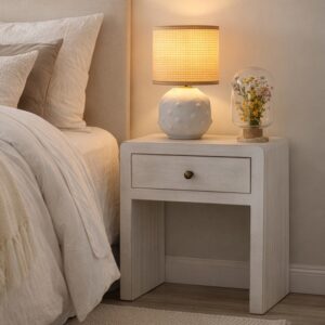 Mesita de Noche Madera Blanco 45x29x55