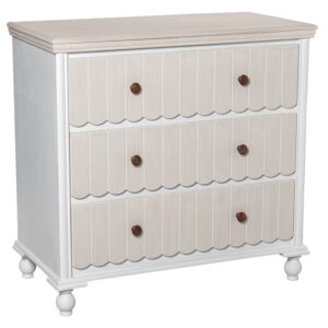 Cómoda Madera 3 Cajones Blanco/Crema 80x40x78