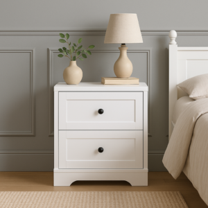 Mesita Ottavia 2 Cajones Blanca 40x50x30