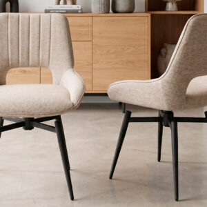 Silla Comedor Giratoria Dara Tejido Beige