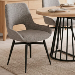 Silla Comedor Giratoria Dara Tejido Gris
