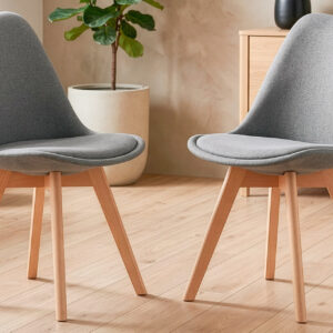 Silla Comedor Tapizada Bistro Tejido Gris