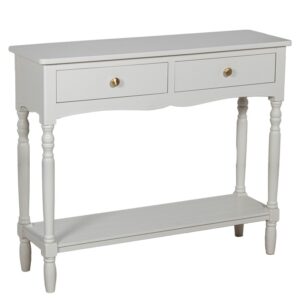 Mesa Entrada Madera 2 Cajones Blanco Roto 90x28x75