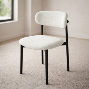 SILLA SFORZA LINO SUAVE PATAS METAL NEGRAS